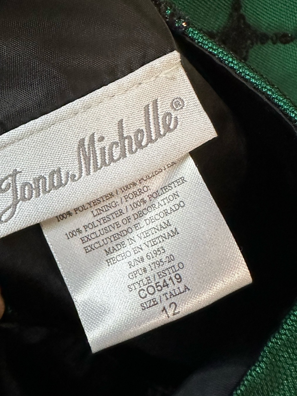Jona Michelle Emerald Green Lattice Party Dress with Velvet Bow - Picture 7 of 13